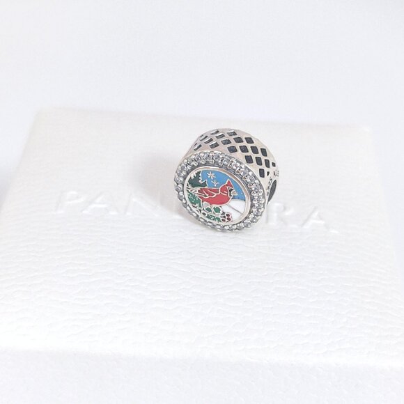 Pandora Sterling Silver Cardinals Holiday Charm Bead S925 Silver with box - Picture 4 of 7